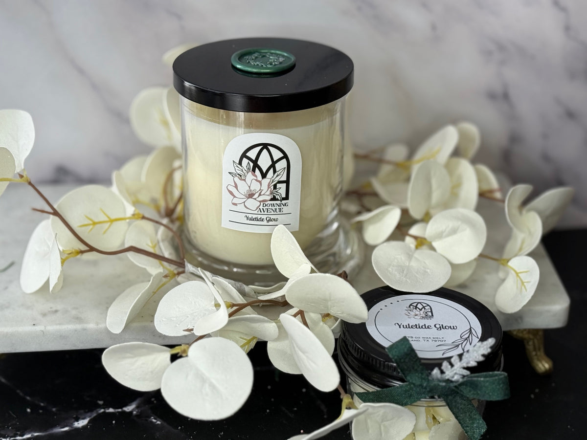 Yuletide Glow candle and wax melts by Downing Avenue
