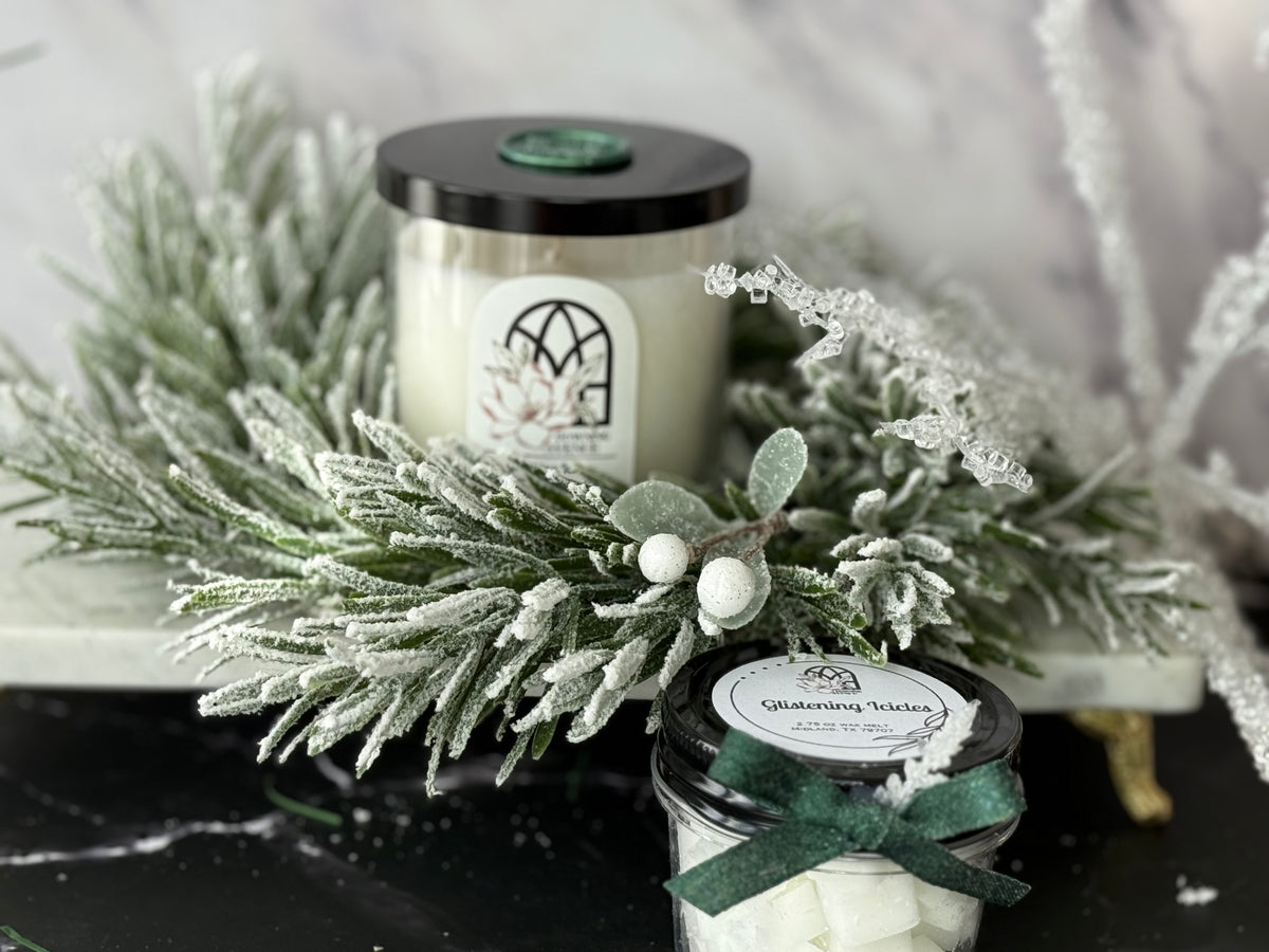 Glistening Icicles candle and wax melts by Downing Avenue