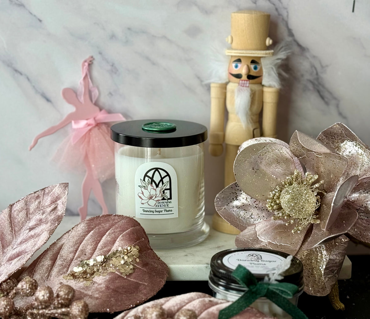 Dancing Sugar Plums candle and wax melts by Downing Avenue