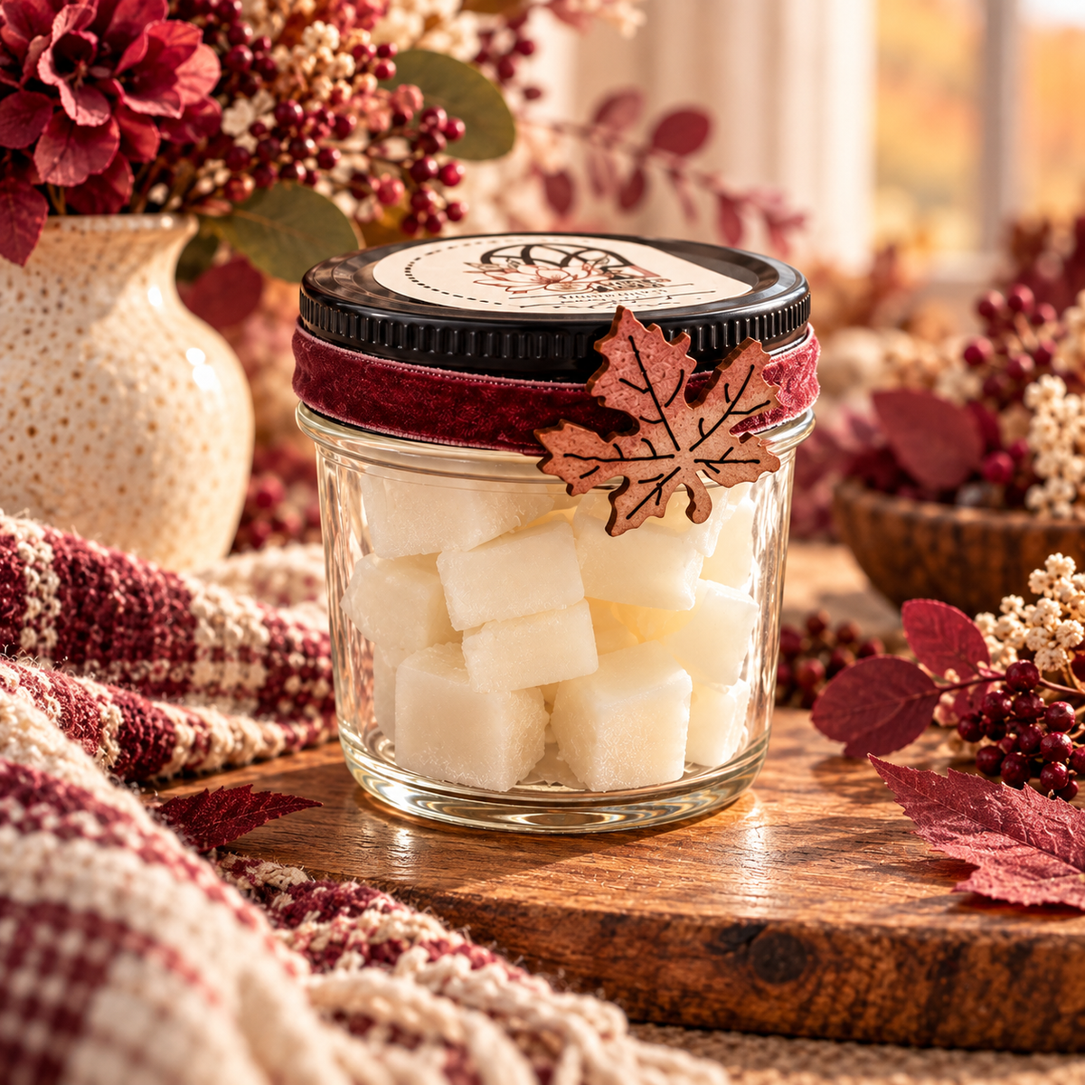 Fall wax melts in a 2.75 oz jar by Downing Avenue