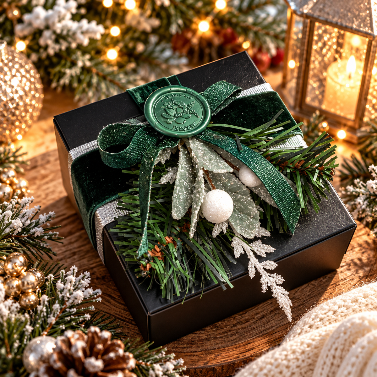 Holiday Sample Box, gift-wrapped wax melt sampler by Downing Avenue