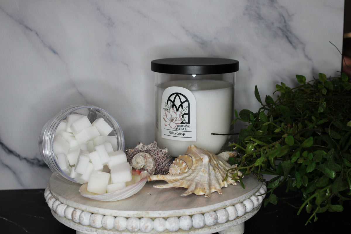 Ocean Cottage candle and wax melts by Downing Avenue