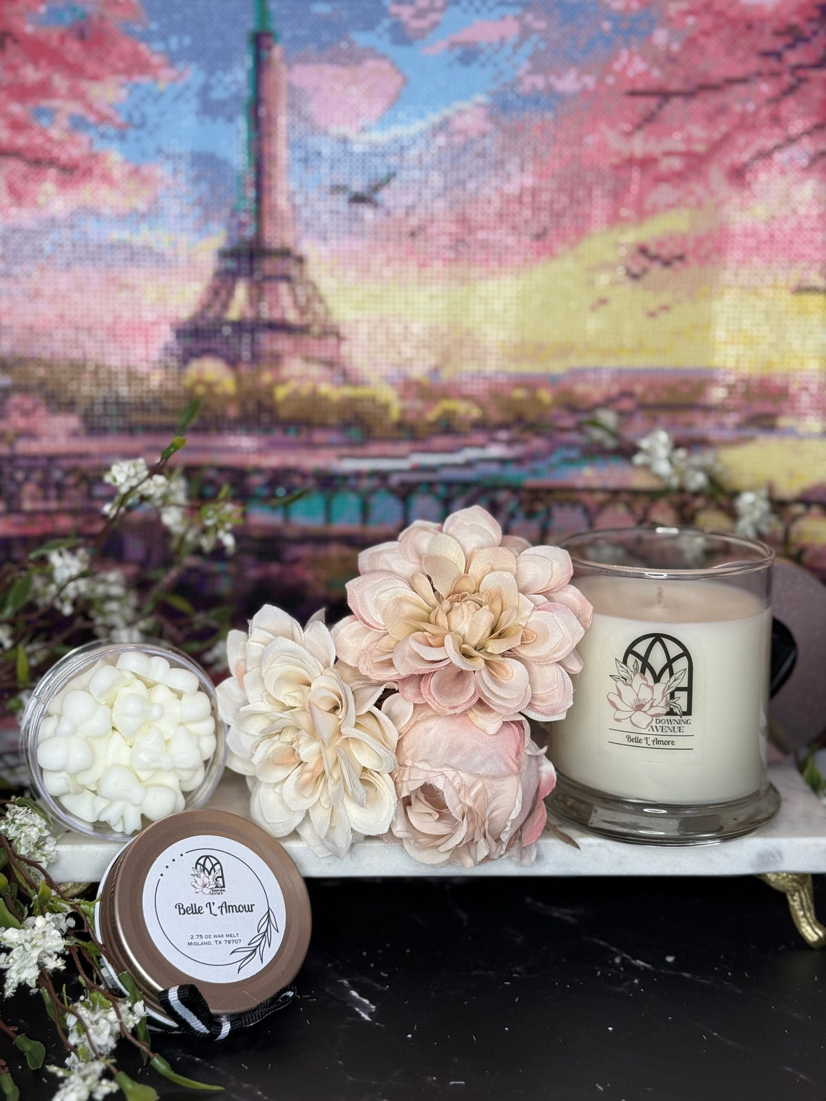 Belle L'Amour candle and wax melts by Downing Avenue