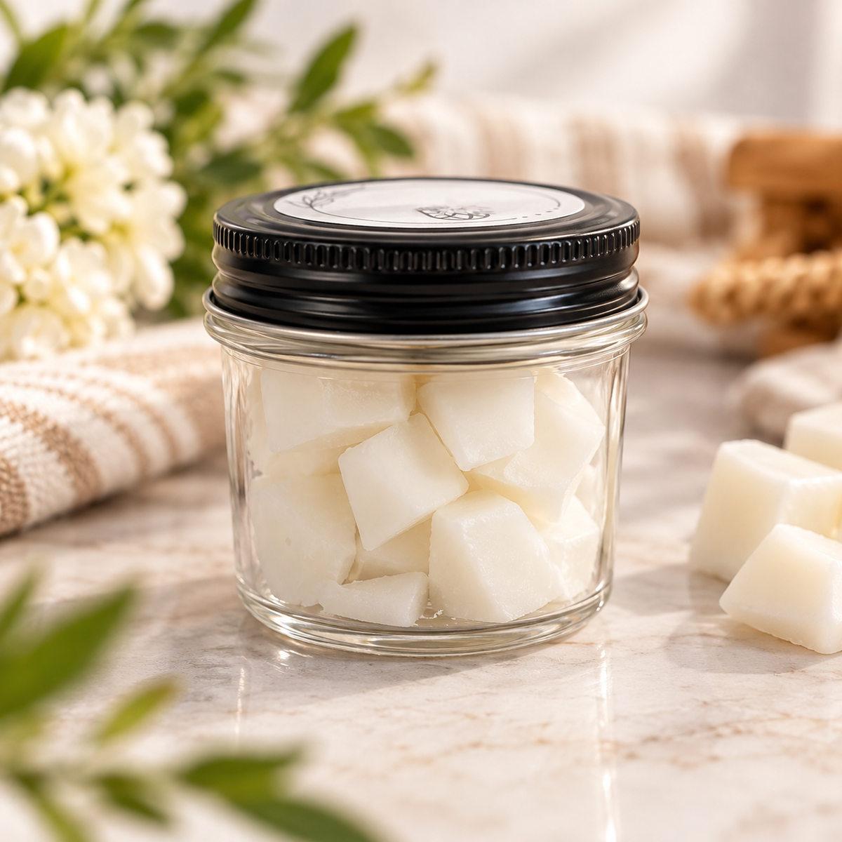 Everyday wax melts in a 2.75 oz jar by Downing Avenue
