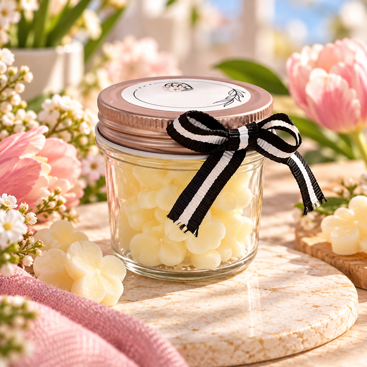 Spring wax melts in a 2.75 oz jar by Downing Avenue