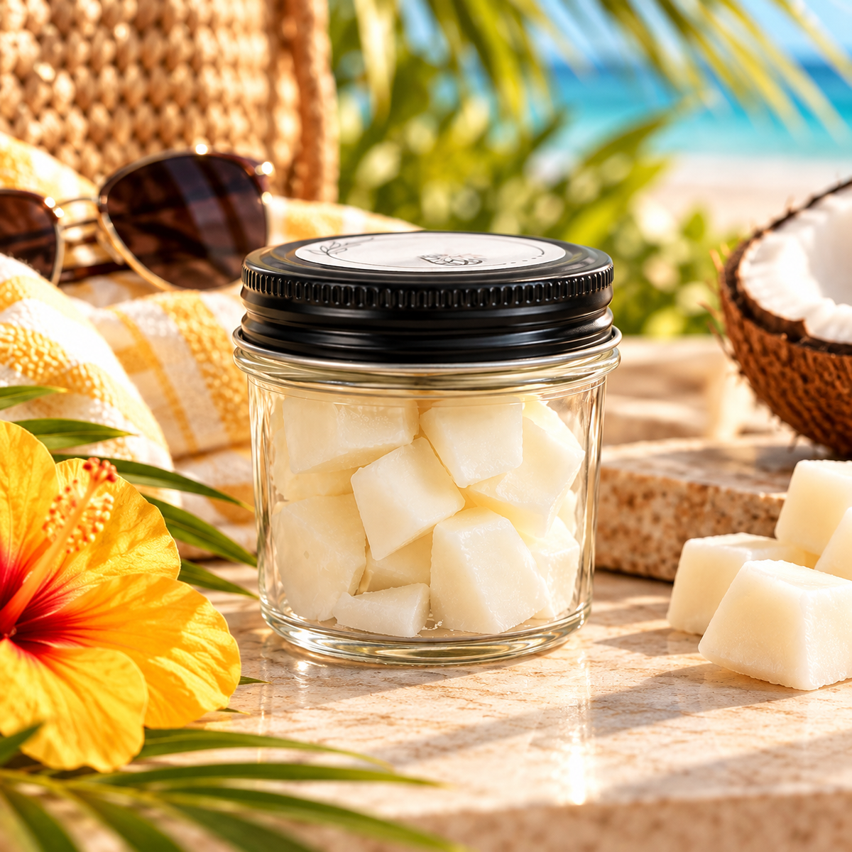 Summer wax melts in a 2.75 oz jar by Downing Avenue